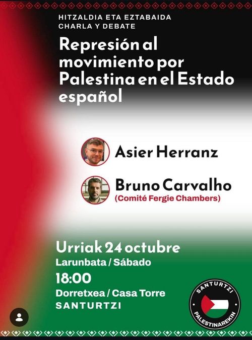 HITZALDIA ETA EZTABAIDA: Represión al movimiento por Palestina en el Estado español.