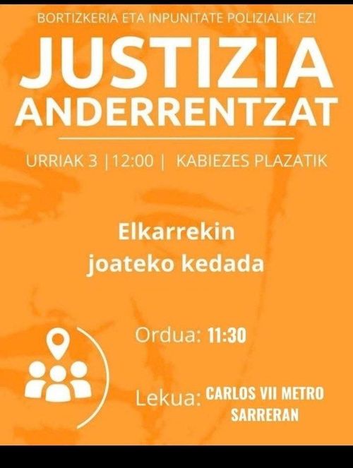 JUSTIZIA ANDERRENTZAT MANIFESTAZIORA ELKARREKIN JOATEKO KEDADA