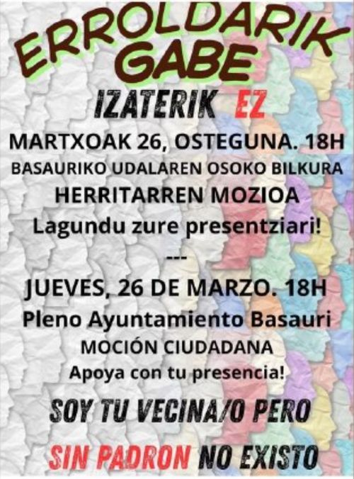 ERROLDARIK GABE, IZATERIK EZ