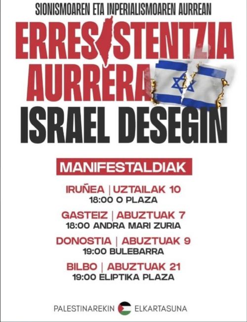 SIONISMOAREN ETA INPERIALISMOAREN AURREAN, ERRESISTENTZIA AURRERA, ISRAEL DESEGIN