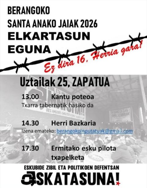 ELKARTASUN EGUNA - EZ DIRA 16, HERRIA GARA!