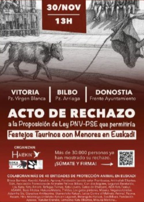 ACTO DE RECHAZO A LA PROPOSICIÓN DE LEY PNV-PSE QUE PERMITIRÍA FESTEJOS TAURINOS CON MENORES