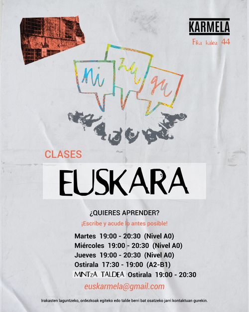 Euskara eskolak / Clases de Euskara (Nivel A0)