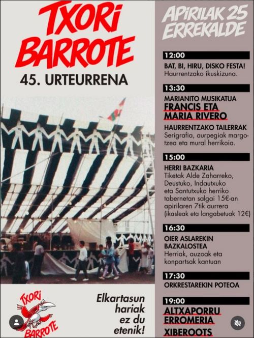 TXORI BARROTE 45. URTEURRENA