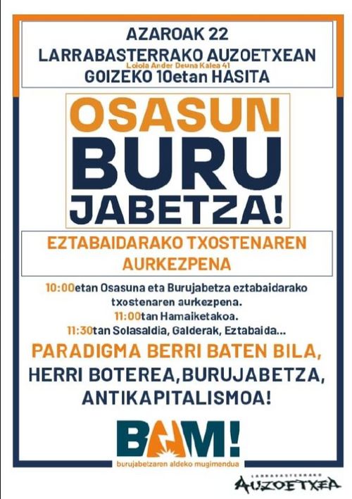 OSASUN BURUJABETZA! Eztabaidarako txostenaren aurkezpena