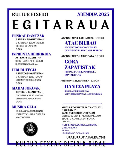BILBO ZAHARREKO KULTUR ETXEA ASANBLADA IREKIA 