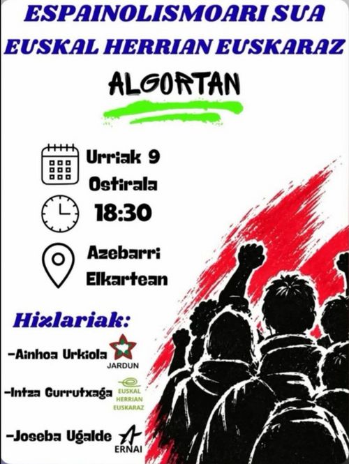 ESPAINOLARISMOARI SUA, EUSKAL HERRIAN EUSKARAZ