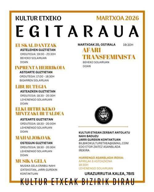 BILBO ZAHARREKO KULTUR ETXEA ASANBLADA IREKIA 