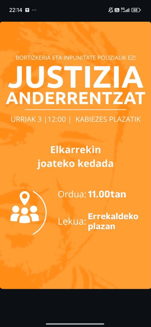 JUSTIZIA ANDERRENTZAT: Elkarrekin joateko kedada