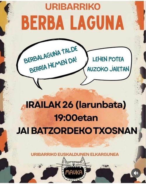 URIBARRIKO BERBA LAGUNAREN LEHEN POTEA AUZOKO JAIETAN