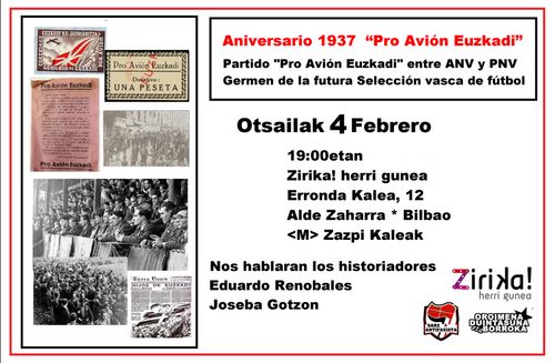 Aniversario 1937 * 2026 “Pro Avión Euzkadi” Bilbao Z.H.G