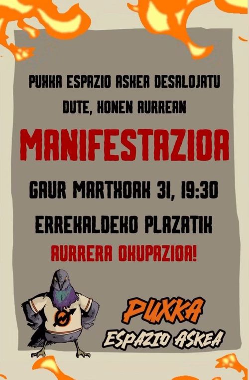 Puxka Espazio Askea Desalojatu dute, honen aurrean MANIFESTAZIOA