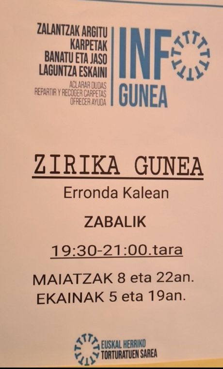 EHko torturatuen sarea: Zalantzak argitu, karpetak banatu eta jaso, laguntza eskaini