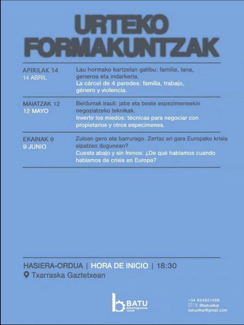 URTEKO FORMAKUNTZAK: "Lau hormako gartzelan gatibu: familia, lana, generoa eta indarkeria"