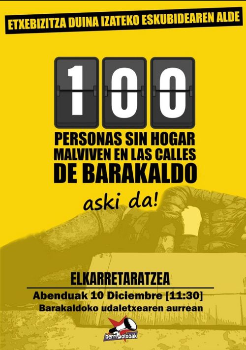 100 PERSONAS SIN HOGAR MALVIVEN EN LAS CALLES DE BARAKALDO. ASKI DA!