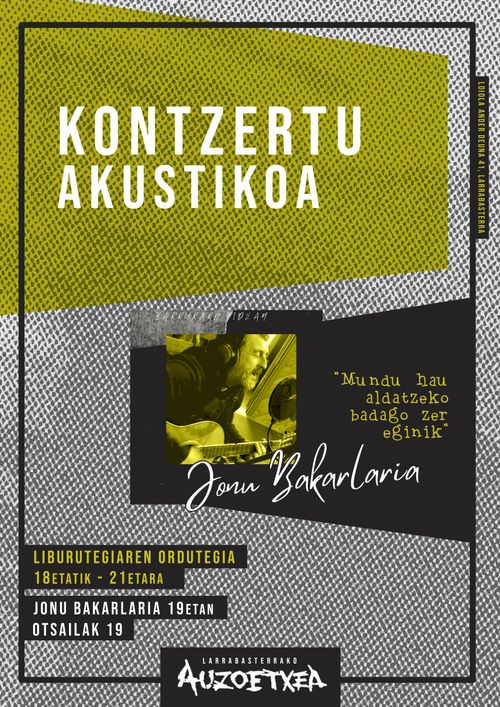 Kontzertu akustikoa: Jonu Kantautorea