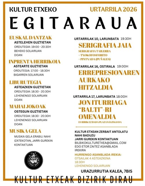 BILBO ZAHARREKO KULTUR ETXEA ASANBLADA IREKIA 